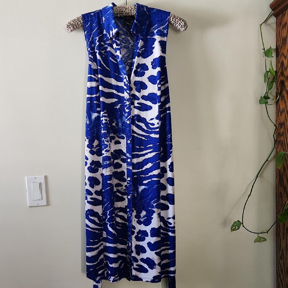 INC International Concepts Blue and White Animal-Print Dress